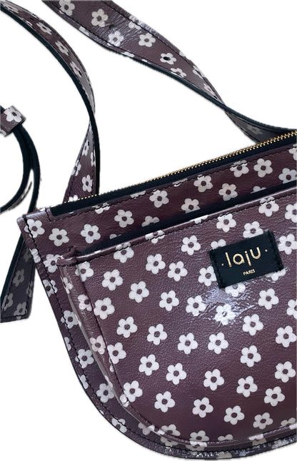 LA BANANE - imprimé fleurs taupe & blanc